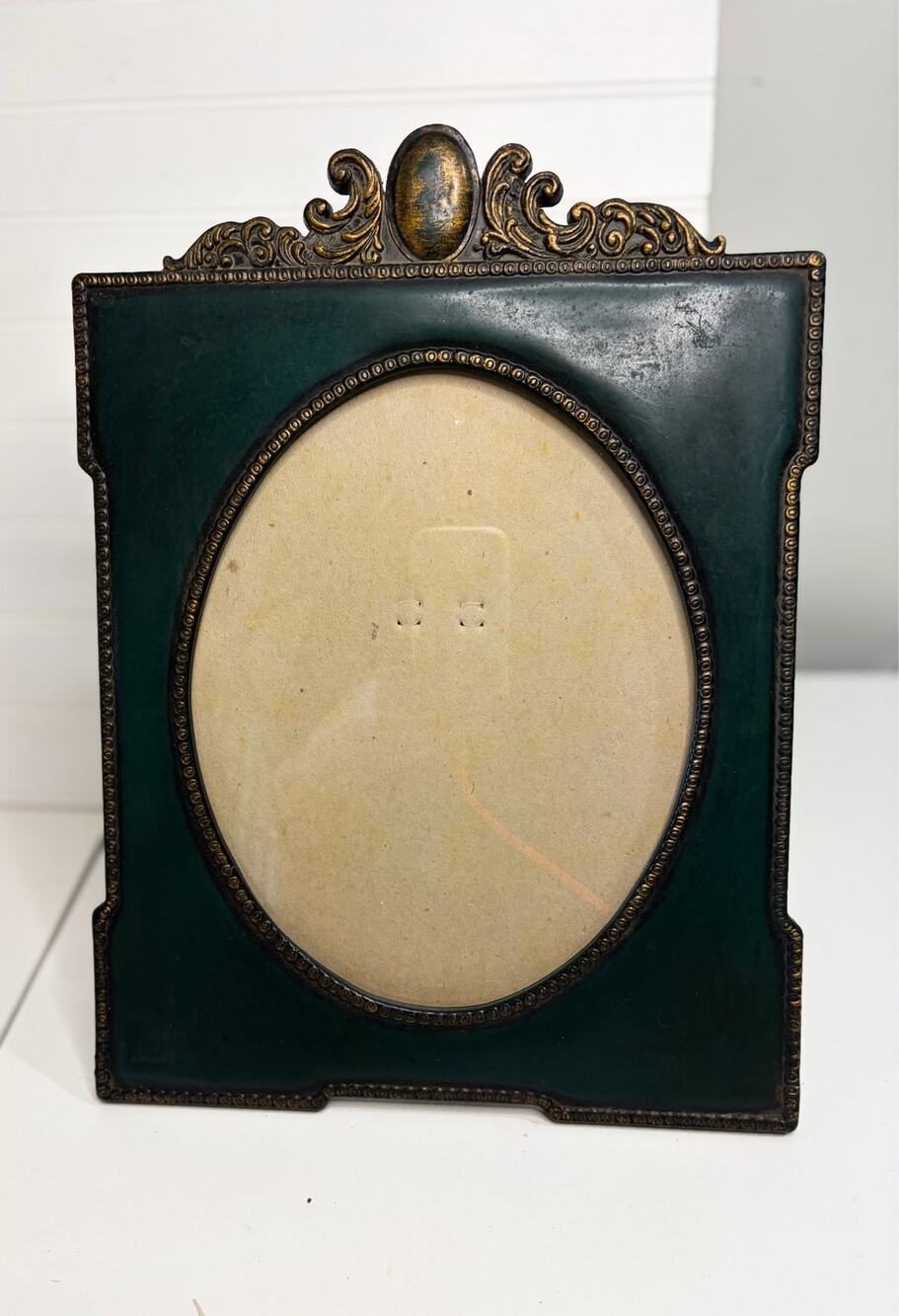 Vintage Victorian Style Oval Photo Frame Green Gold Gild Picture Frame 8 X 10